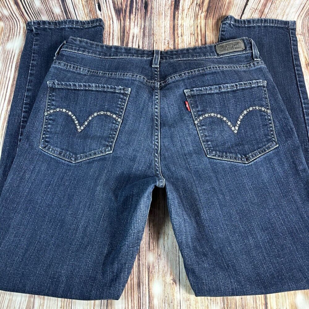 Levi's MID RISE SKINNY Womens Size 14 Blue Jeans Denim Pants Embroidered 32X30 - Picture 3 of 11
